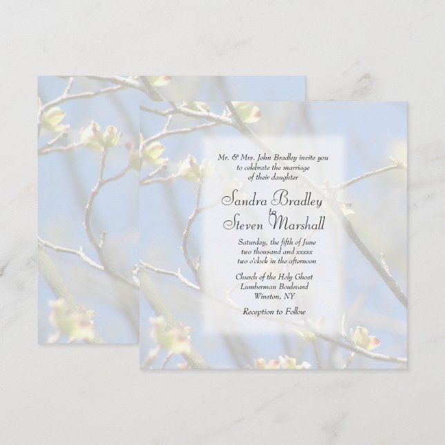 Bröllopsinbjudan till Vår Blommar Inbjudningar (Fram/baksida)