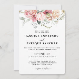 Bröllopsinbjudan till vår Tulip Watercolor Bouquet Inbjudningar