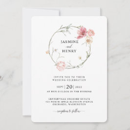 Bröllopsinbjudan till vår Tulip Watercolor Bouquet Inbjudningar