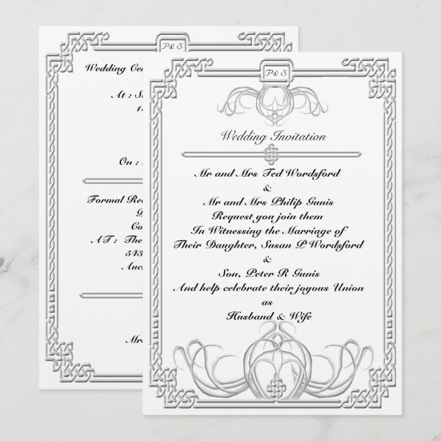 Bröllopsinbjudan till Varg av keltiska isar Inbjudningar (Fram/baksida)