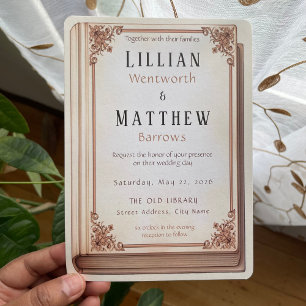 Bröllopsinbjudan till vintage Bibliotek Bok Inbjudningar