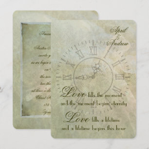 Bröllopsinbjudan till vintage Clock Wedding Inbjudningar
