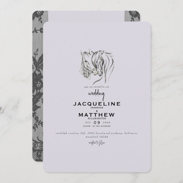 Bröllopsinbjudan till Vintage Kärlek & Snöre Laven Inbjudningar (Fram/baksida)