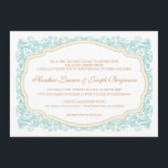 Bröllopsinbjudan till vintage Ornate Blue & Guld Inbjudningar<br><div class="desc">Elegant och tidlöshet, den här vintagens inspirerade inbjudan är lika vacker som den dag du träffades! Ornate rulla-detalj i caspian blue markerar en retro-punkt ram med ren och klassisk typografi. Det finns också ett matchande Spara-the-Date- och responskort. Lägg till en bröllopsstämpel för kuvert från vår omfattande postagraftjänst så att den...</div>