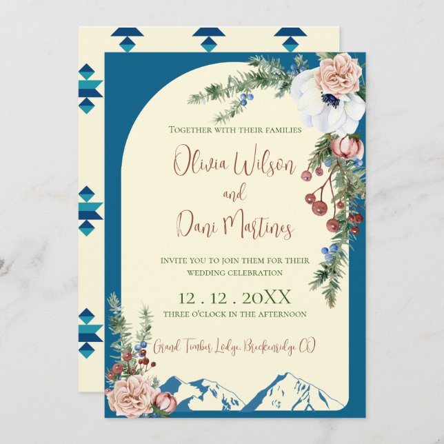 Bröllopsinbjudan till vinterbergsblommor inbjudningar (Fram/baksida)