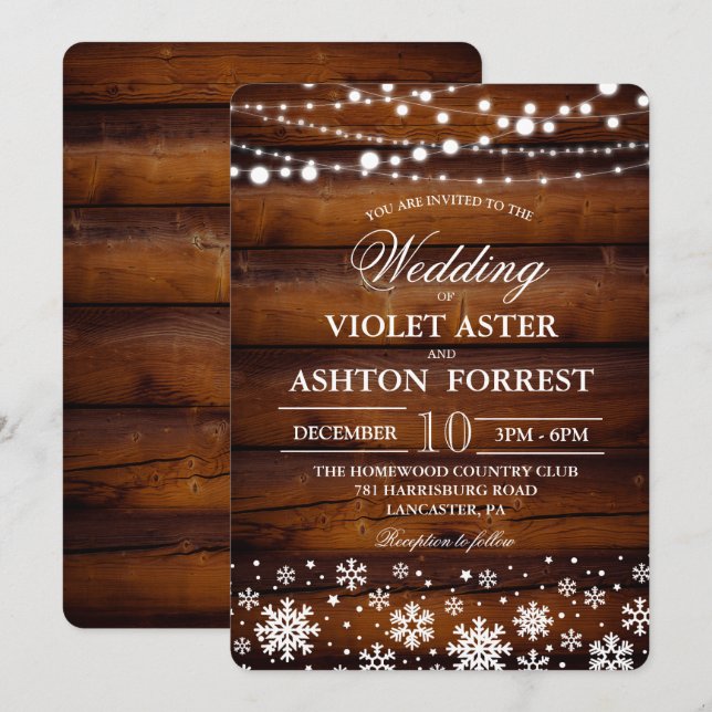 Bröllopsinbjudan till vintersnöflingan inbjudningar (Fram/baksida)
