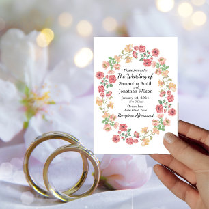 Bröllopsinbjudan till vit Boho Watercolor Flowers Inbjudningar