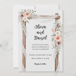 Bröllopsinbjudan till vit brun Blommigt Inbjudningar