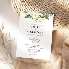 Bröllopsinbjudan till vit ros Blommigt Inbjudningar