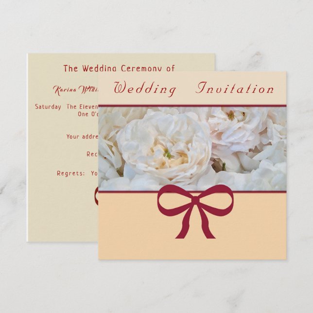 Bröllopsinbjudan till vit ros inbjudningar (Fram/baksida)
