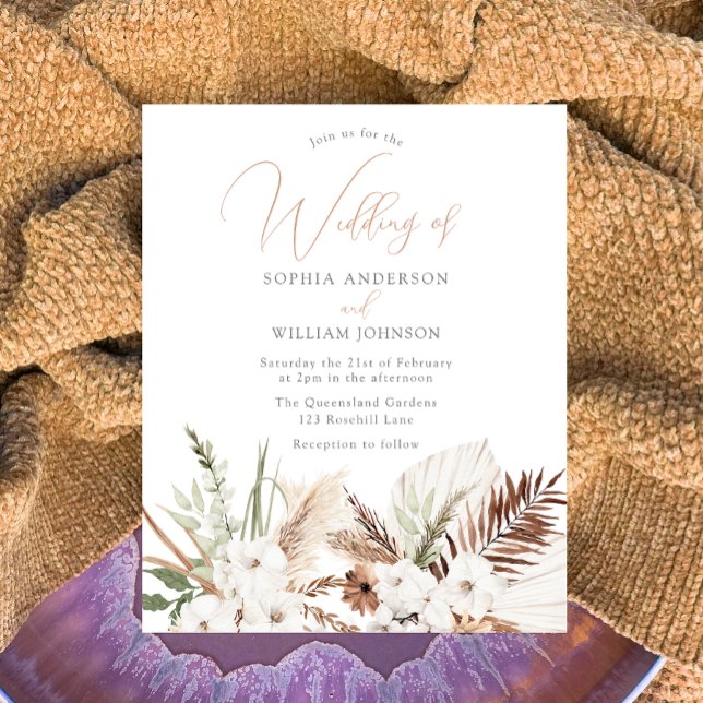 Bröllopsinbjudan till vitboksblommor (Skapare uppladdad)