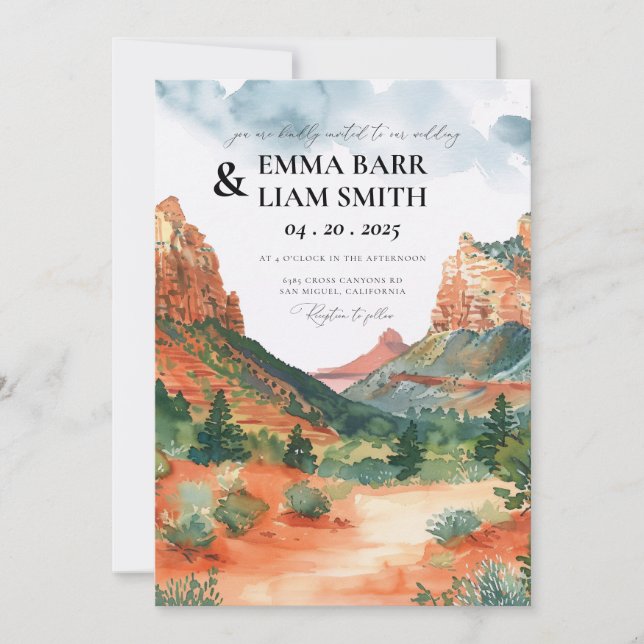 Bröllopsinbjudan till ZION National Park Inbjudningar (Framsida)
