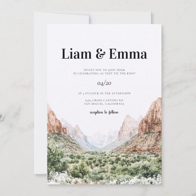 Bröllopsinbjudan till Zion National Park Inbjudningar (Framsida)