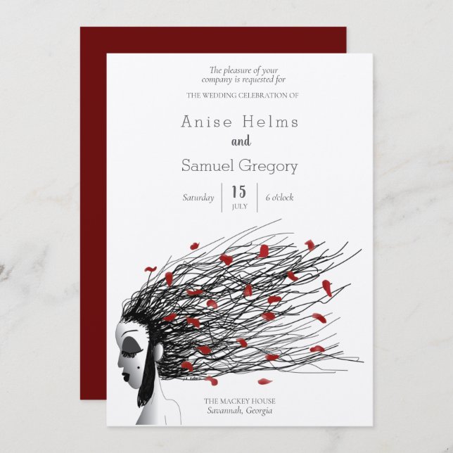 Bröllopsinbjudan unik, visuell inbjudningar (Fram/baksida)