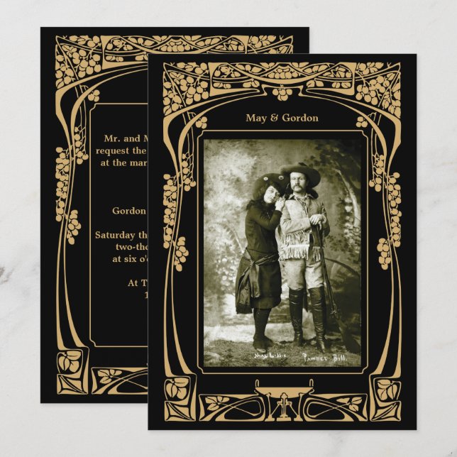 Bröllopsinbjudan vintage Art nouveau Inbjudningar (Fram/baksida)