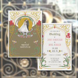 Bröllopsinbjudan vintage Art nouveau Inbjudningar