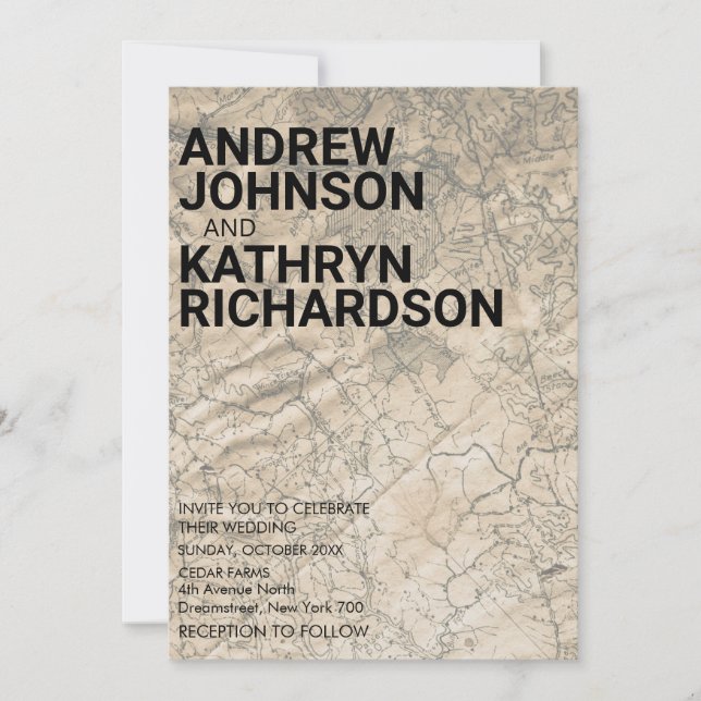 Bröllopsinbjudan vintage Karta Inbjudningar (Framsida)