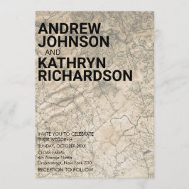 Bröllopsinbjudan vintage Karta Inbjudningar