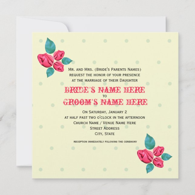 Bröllopsinbjudan vintage Ro Inbjudningar (Framsida)