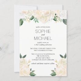 Bröllopsinbjudan - vita blommor inbjudningar