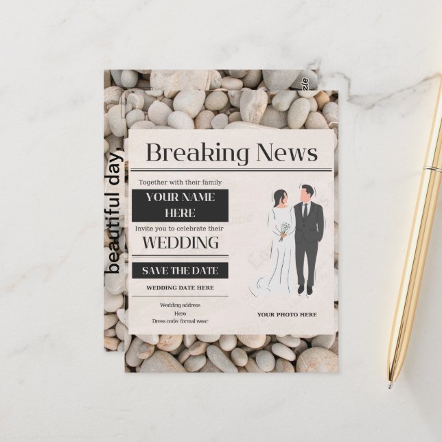 bröllopsinbjudan vykort (Fram/Back In Situ)