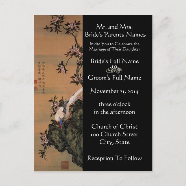 Bröllopsinbjudande konstnär Hiroshige Utagawa Inbjudan Vykort (Framsida)