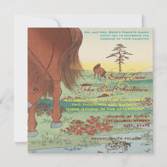 Bröllopsinbjudande konstnär Hiroshige Utagawa Inbjudningar (Framsida)