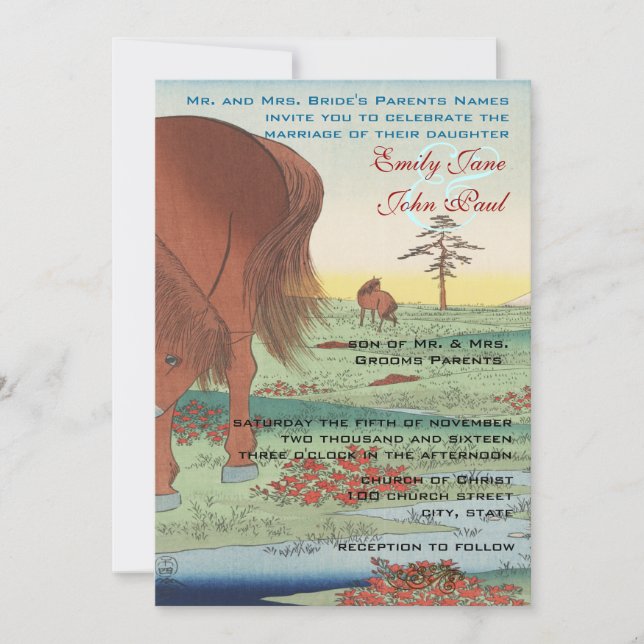 Bröllopsinbjudande konstnär Hiroshige Utagawa Inbjudningar (Framsida)