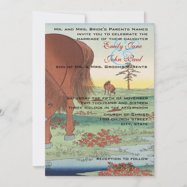 Bröllopsinbjudande konstnär Hiroshige Utagawa Inbjudningar (Framsida)