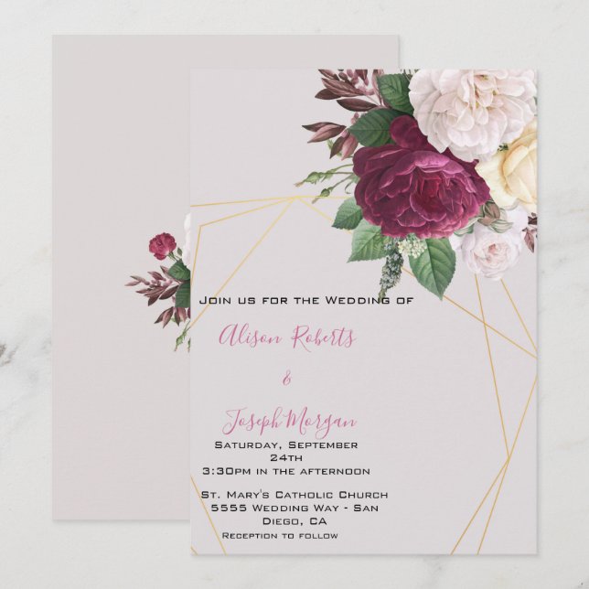 Bröllopsinbjudans Elegant - gyllene geometriska eg Inbjudningar (Fram/baksida)