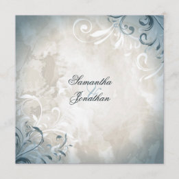 Bröllopsinbjudans Elegant Vintage Foliage & Swirl Inbjudningar