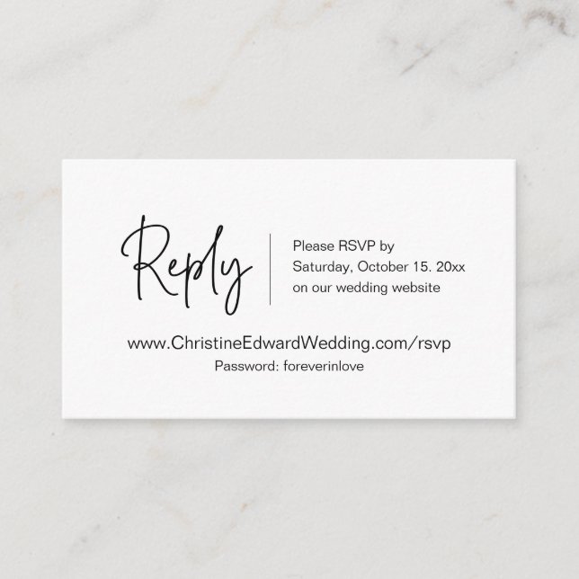 Bröllopsinbjudans Online OSA, Avslappnad temakort Tilläggskort (Framsida)