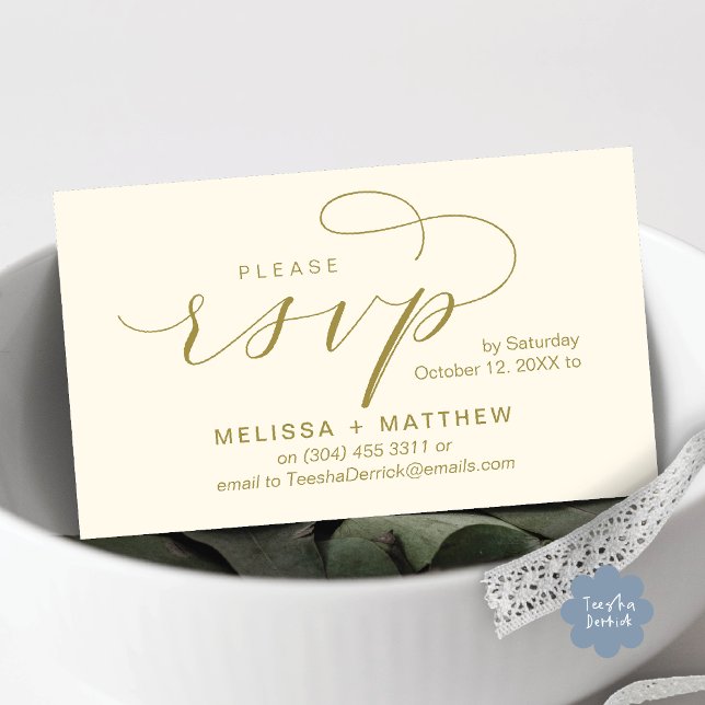 Bröllopsinbjudans påminnelse om OSA Modern Minimal Tilläggskort (Modern Wedding Celebration Invites RSVP Reminder Enclosed Card in Aesthetic Yellow Gold)
