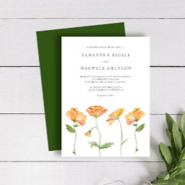 Bröllopsinbjudningar Akvarell Orange Vallmo Inbjudningar