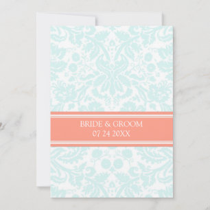 Bröllopsinbjudningar Aqua Coral Damask Pattern Inbjudningar