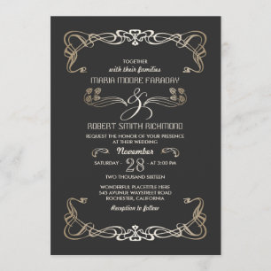 Bröllopsinbjudningar Artikel Deco Guld Inbjudningar