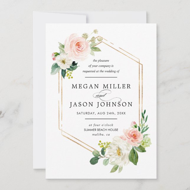 Bröllopsinbjudningar, Blommigt, Elegant, Klassisk Inbjudningar (Framsida)