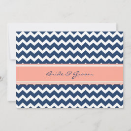 Bröllopsinbjudningar Coral Blue Chevron Inbjudningar