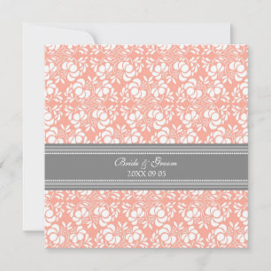 Bröllopsinbjudningar Coral Grått White Damask Inbjudningar