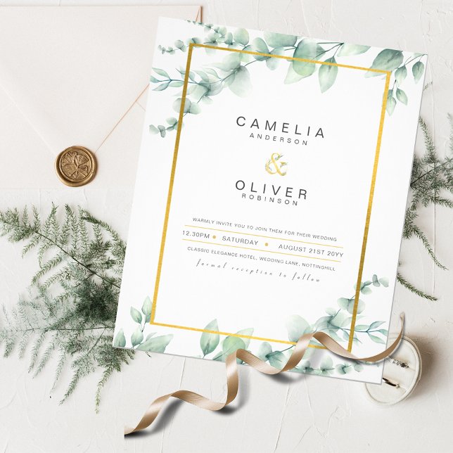 Bröllopsinbjudningar Eucalyptus Greenery Flygblad (Skapare uppladdad)