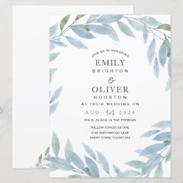 Bröllopsinbjudningar för Blommigt med blå vattenfä Inbjudningar