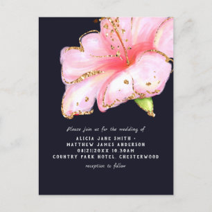 Bröllopsinbjudningar för budgetmarinblått Rosa Gul Helg Vykort
