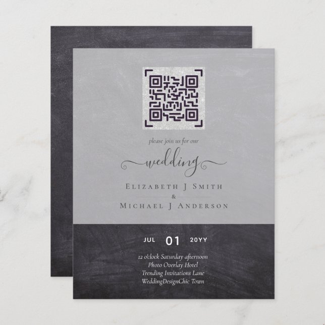 BRÖLLOPSINBJUDNINGAR för BUDGETmodern QR-genomsökn (Fram/baksida)