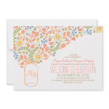 bröllopsinbjudningar för burk-korallblommor