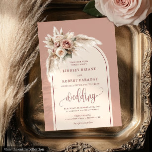 Bröllopsinbjudningar för Classic Dusty Rosa Pampas Inbjudningar