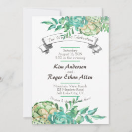 Bröllopsinbjudningar för Desert Cactus Succulent B Inbjudningar