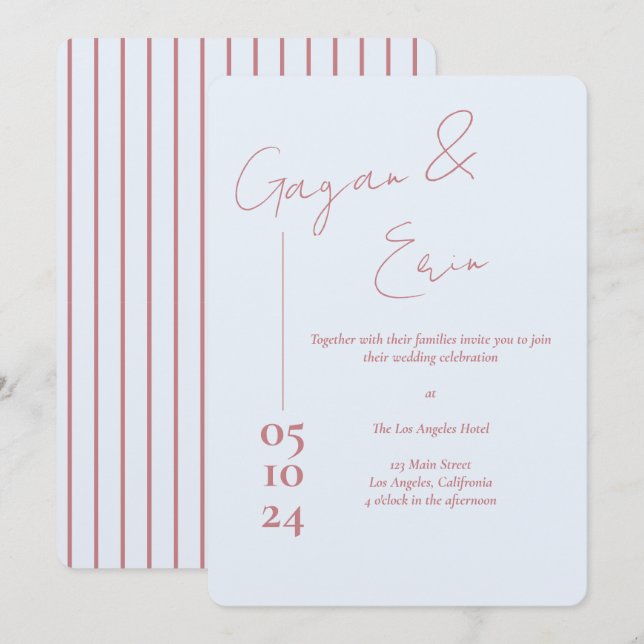 Bröllopsinbjudningar för Dusty Blue Kärlek Brev Inbjudningar (Fram/baksida)