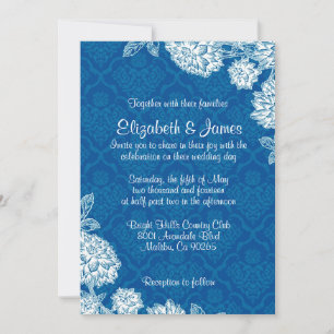 Bröllopsinbjudningar för Elegant Blue Damask Inbjudningar