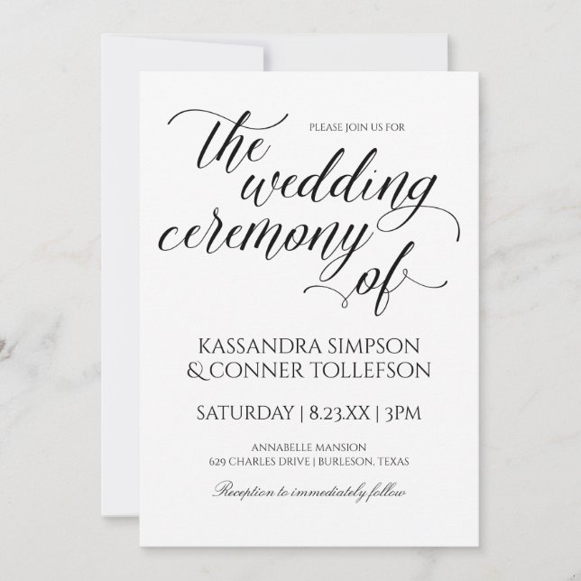 Bröllopsinbjudningar för elegant Calligraphy | Sva Inbjudningar (Framsida)