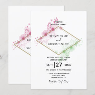 Bröllopsinbjudningar för elegant Watercolor Flower Inbjudningar